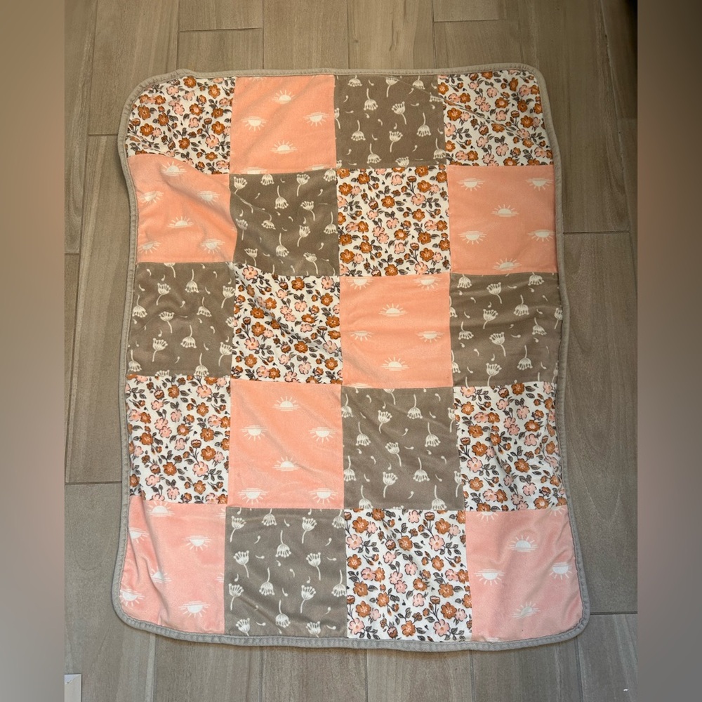 Patchwork Baby Blanket - Pink, Gray, Floral